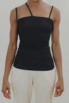 BASERANGE Ribbed Cotton Needle Tank Top Camisole TONI and TOTV Collection Made in Portugal BAS-TONI-RB-000-HEI Black